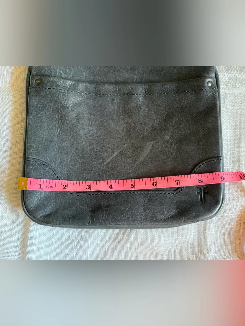Frye Melissa X5604 Carbon Grey Gray Swing Leather shoulder Bag Medium *Flawed*